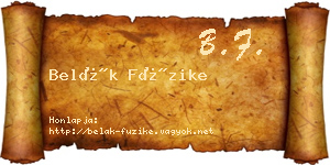 Belák Füzike névjegykártya